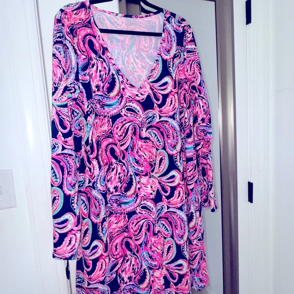Lilly Pulitzer Pink and Blue Patterned Dress women size XXL 18 20 - Picture 4 of 6